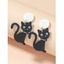 Boucles D'Oreilles Pendantes D'Halloween en Forme de Voiture Mignon - Noir 