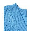 Pointelle Knit Cropped Cardigan Plain Color Long Sleeve V Neck Cardigan - LIGHT BLUE XL