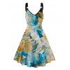 Cut Out Twist Tie Back Top and Water Color Print A Line Tank Dress Outfit - multicolor 