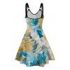 Cut Out Twist Tie Back Top and Water Color Print A Line Tank Dress Outfit - multicolor 