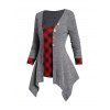 Ensemble de Cardigan Asymétrique en Tricot à Carreaux et de Camisole Imprimée - Gris S