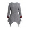 Ensemble de Cardigan Asymétrique en Tricot à Carreaux et de Camisole Imprimée - Gris S