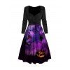 Robe Mi-Longue D'Halloween Gothique à Imprimé Citrouille - Concorde S