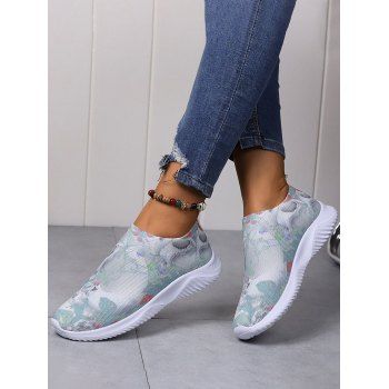 

Halloween Skull Print Knit Detail Slip On Shoes, White