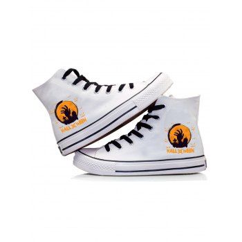 

Halloween Graphic Print High Top Canvas Boots, White