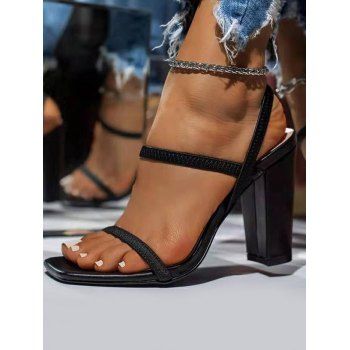 Square Toe Chunky High Heel Casual Sandals