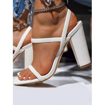 

Square Toe Chunky High Heel Casual Sandals, White