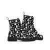 Halloween Cartoon Ghost Print Lace Up Colorblock Boots - Noir EU 43
