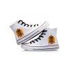 Halloween Pumpkin Skeleton Pattern High Top Canvas Shoes - Blanc EU 43