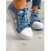 Polka Dots Print Breathable Mesh Lace Patchwork Shoes - Bleu clair EU 40