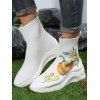 Halloween Pumpkin Print High Top Slip On Shoes - Blanc EU 43