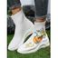Halloween Pumpkin Print High Top Slip On Shoes - Blanc EU 43