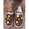 Halloween Pumpkin Print Lace Up Canvas Shoes - Noir EU 43