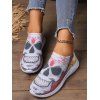 Halloween Skull Print Knit Detail Slip On Shoes - Blanc EU 39