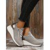 Perforated Detail Lace Up Chunky Heel Casual Shoes - Gris EU 39