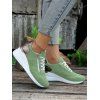 Perforated Detail Lace Up Chunky Heel Casual Shoes - Vert EU 41