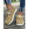 Sunflower and Leopard Print Lace Up Canvas Shoes - Jaune EU 43