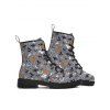 Halloween Pumpkin and Ghost Print Lace Up Boots - Noir EU 42