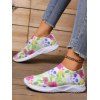 Halloween Skull and Floral Print Slip On Shoes - multicolor A EU 39