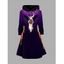Robe D'Halloween Linge A à Capuche Citrouille Fantôme en Blocs de Couleurs à Lacets - Pourpre XXL