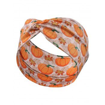 

Halloween Pumpkin Allover Print Front Twist Headband, Dark orange
