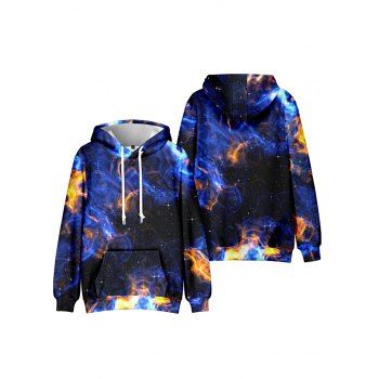 

Flame Galaxy Print Drawstring Hoodie Kangaroo Pocket Casual Hoodie, Multicolor