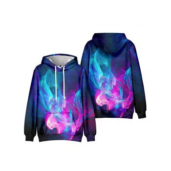 

Smoke Allover Print Drawstring Hoodie Kangaroo Pocket Casual Hooded Top, Multicolor