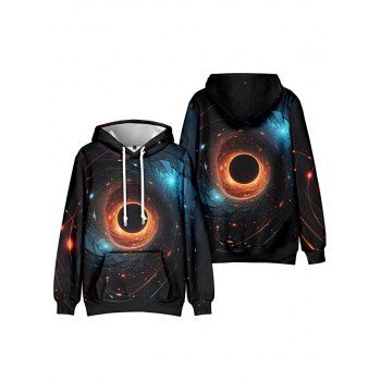 

Galaxy Black Hole Print Casual Hoodie Kangaroo Pocket Drawstring Hoodie, Multicolor