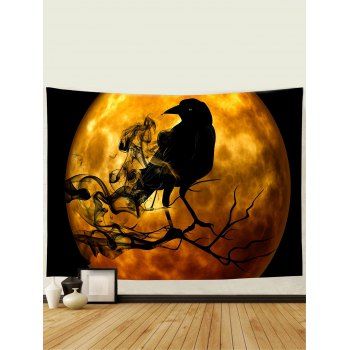 

Halloween Decoration Crow and Moon Print Wall Hanging Tapestry, Multicolor a
