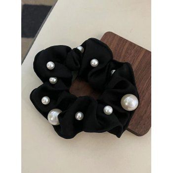 

Faux Pearl Decor French Style Trendy Hair Tie, Black
