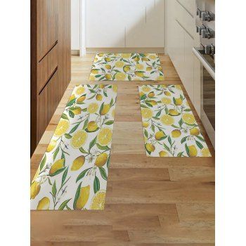 

Lemon Print Anti-slip Absorbent Kitchen Floor Mat Set, Multicolor b