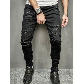 

Ripped Distressed Jeans Dark Wash Pockets Black Denim Pants