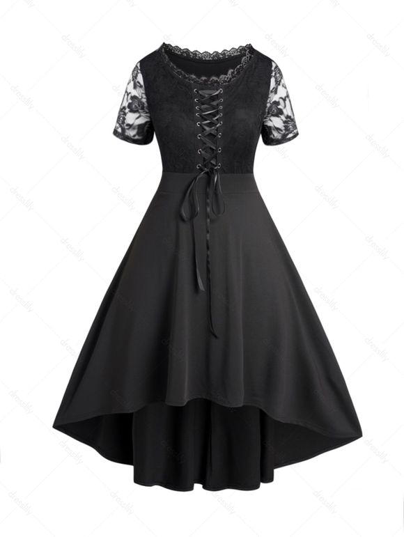 Plus Size Dresses For Women Lace Panel Empire Waist Gothic Dresses Plus Size