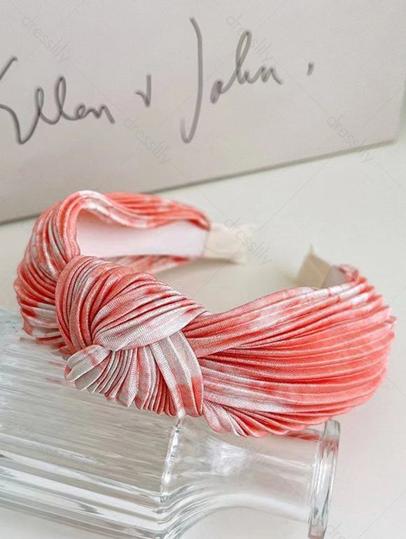Bandeau Noué Teinté Imprimé Décoratif - Rose clair 