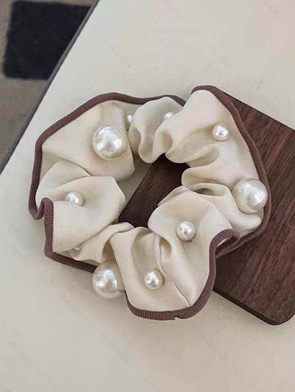 Bande de Cheveux Style Français Elégante Décoré de Fausse Perle - café lumière 