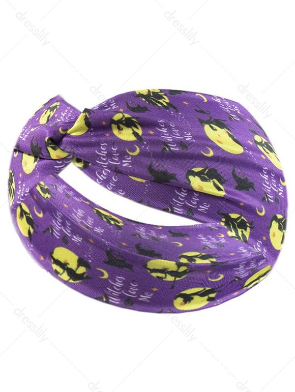 Bandeau D'Halloween Tordu en Avant Imprimé Partout - Pourpre 