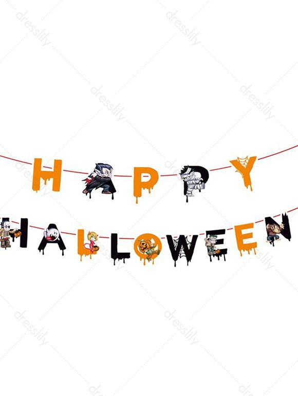 Drapeau de Traction Suspendu en Toile de Fond de Lettre d'Halloween - multicolor A 