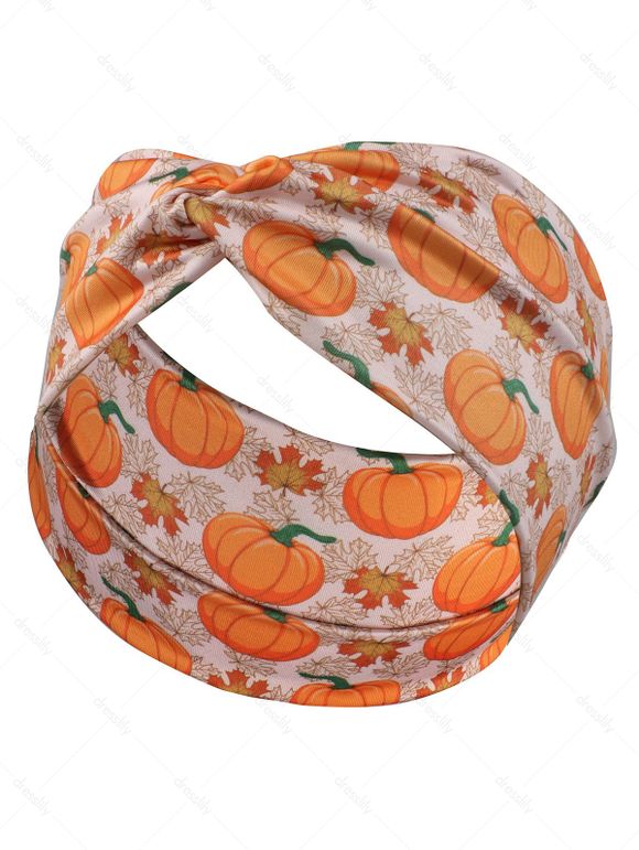 Bandeau D'Halloween à Imprimé Citrouille Tordu en Avant - Orange Foncé 