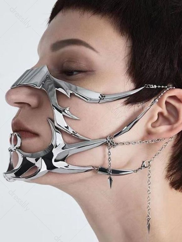 Masque Accessoire Créative Irrégulière en Métal Style Punk - Argent 