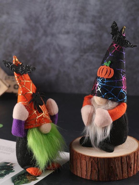 2 Pièces Poupées d'Ornement sans Visage Gnome de Fête d'Halloween - multicolor 