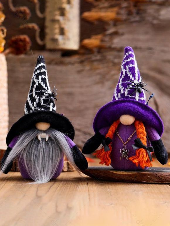 2 Pièces Poupées d'Oornement sans Visage de Gnome Mignon de Fête d'Halloween - multicolor 