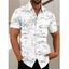 Chemise de Plage Vacance à Imprimé Palmier à Col Relevé avec Bouton - Blanc XXXL