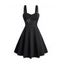 Mini Robe Ligne A Simple à Bretelle Bouclée sans Manches en Couleur Unie à Œillet - Noir M