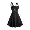 Mini Robe Ligne A Simple à Bretelle Bouclée sans Manches en Couleur Unie à Œillet - Noir M