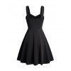 Mini Robe Ligne A Simple à Bretelle Bouclée sans Manches en Couleur Unie à Œillet - Noir M
