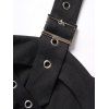 Mini Robe Ligne A Simple à Bretelle Bouclée sans Manches en Couleur Unie à Œillet - Noir M