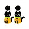 Boucles D'Oreilles Pendantes Motif Adorable Chat de Dessin Animé pour Halloween - Noir 1 PAIR