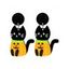 Boucles D'Oreilles Pendantes Motif Adorable Chat de Dessin Animé pour Halloween - Noir 1 PAIR