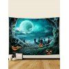 Tapisserie Murale à Imprimé Citrouilles et Lune pour Halloween - multicolor A 