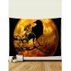 Tapisserie Murale à Imprimé Corbeau et Lune pour Halloween - multicolor A 